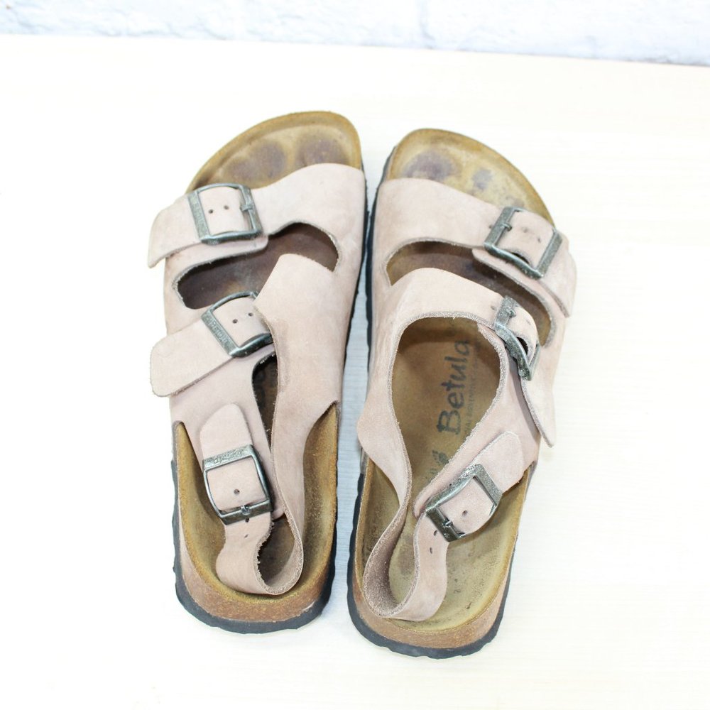 BIRKENSTOCK Betula Brown Leather Triple Buckle Ankle Strap Sandals L 7 / M 5 - Picture 6 of 10